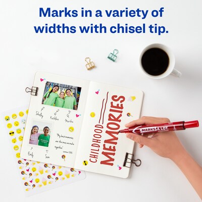 Avery Marks A Lot Tank Permanent Markers, Chisel Tip, Red, 12/Pack (08887/98017)