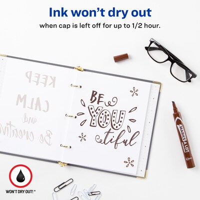 Avery Marks A Lot Tank Permanent Marker, Chisel Tip, Brown (AVE08881REM)