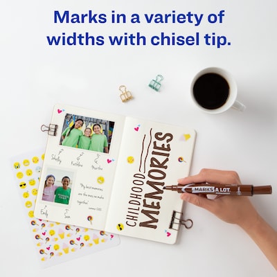 Avery Marks-A-Lot Large Desk-Style Permanent Markers, Chisel Point, Brown, Dozen (08881)