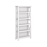 Bush Furniture Key West 5-Shelf 66H Bookcase, Pure White Oak (KWB132WT-03)