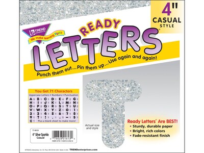 TREND enterprises, Inc. Ready Letters Sparkle Letters and Numbers, Silver 72/Pack