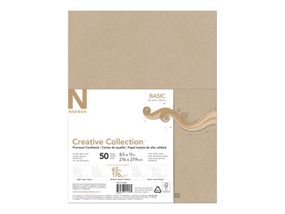 Neenah Paper Creative Collection 65 lb. Cardstock Paper, 8.5 x 11, Tan, 50 Sheets/Pack (91456)
