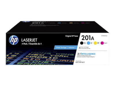 HP 201A Black/Cyan/Magenta/Yellow Standard Yield Toner Cartridge, 4/Pack (CF400AQ1)