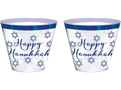 Amscan Premium Hanukkah Celebration Tumbler, White, 2/Pack (350255)
