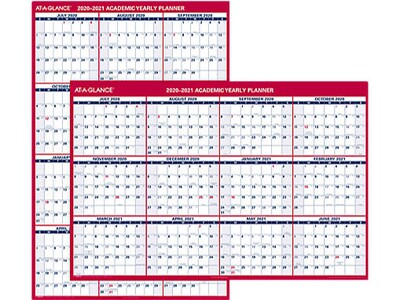 2020-2021 AT-A-GLANCE 32 x 48 Academic Wall Calendar, Red (PM36AP2821)