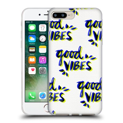 OFFICIAL CAT COQUILLETTE QUOTES TYPOGRAPHY 4 Good Vibes Navy Yellow Soft Gel Case for Apple iPhone 7 Plus