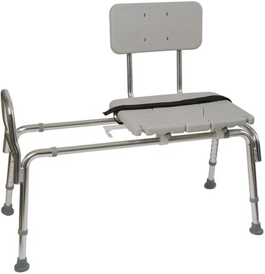 DMI® 19 - 23 x 19 Heavy-Duty Sliding Transfer Bench with Cut-Out Seat, White (522-1734-1900)