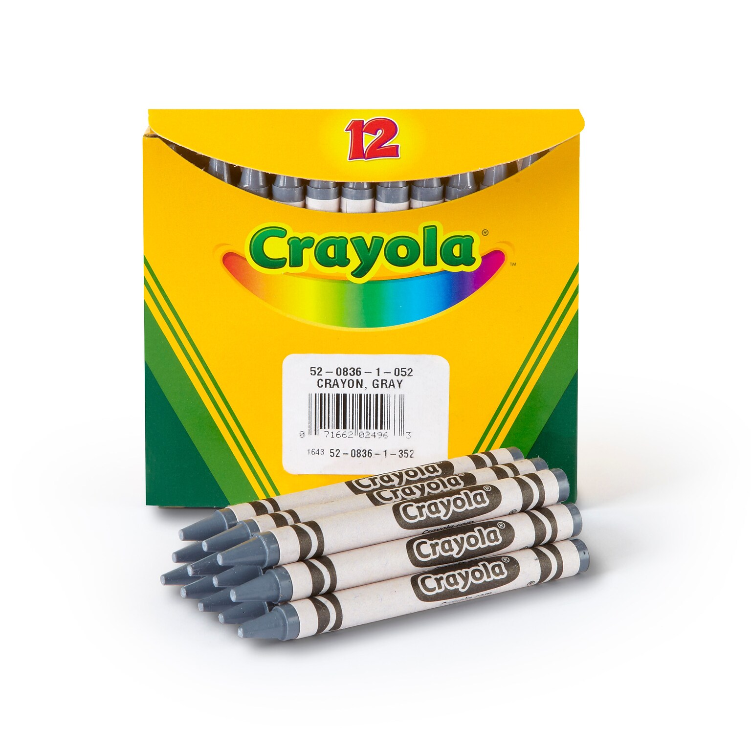 Crayola Single-Color Refill Crayons, Gray, 12 Per Box (52-0836-052)