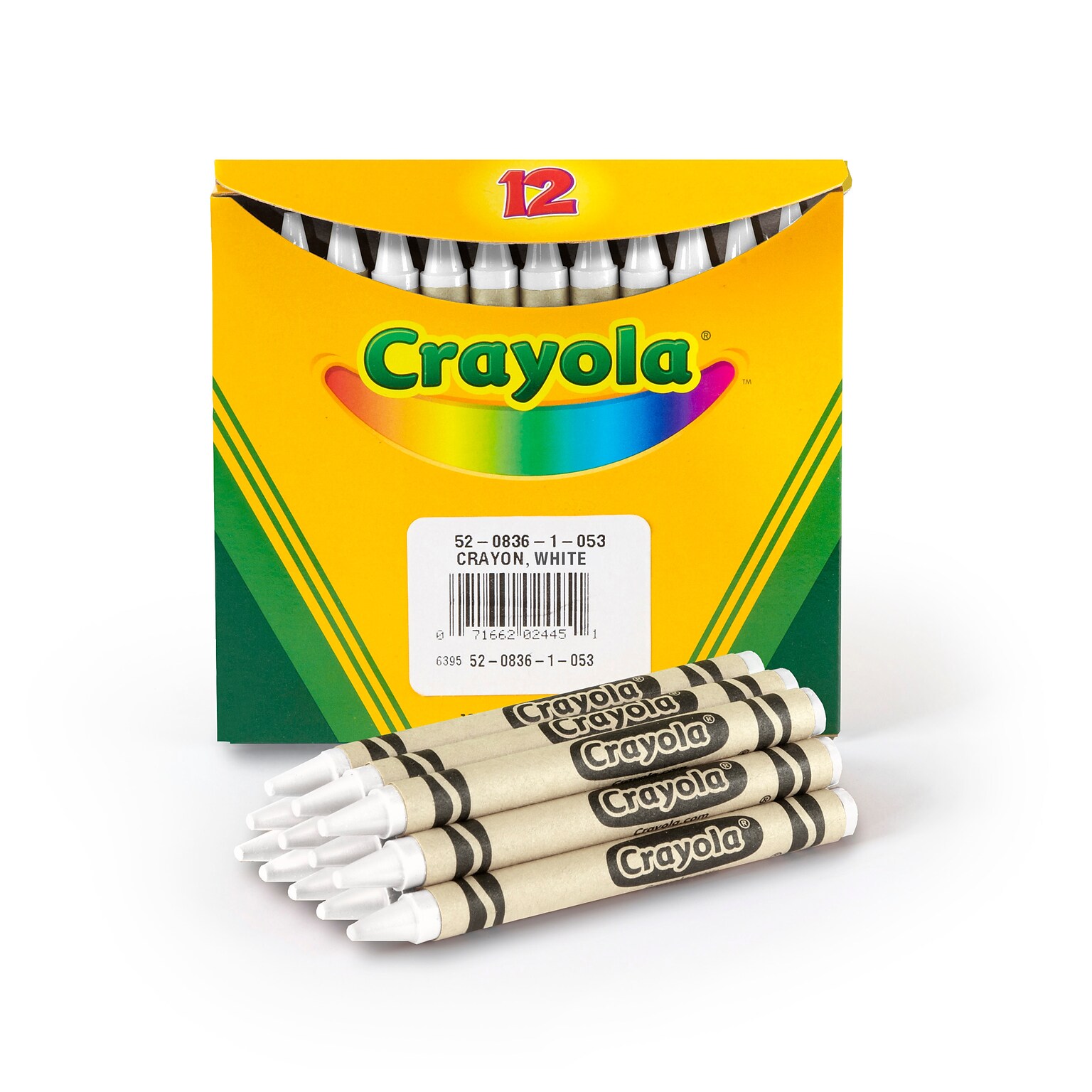 Crayola Single-Color Refill Crayons, White, 12 Per Box (52-0836-053)