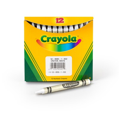 Crayola Single-Color Refill Crayons, White, 12 Per Box (52-0836-053)