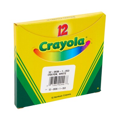 Crayola Single-Color Refill Crayons, White, 12 Per Box (52-0836-053)