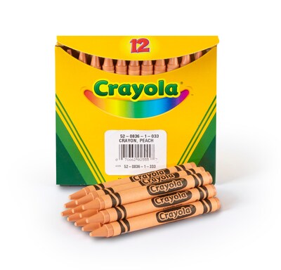 Crayola Single-Color Refill Crayons, Peach, 12 Per Box (52-0836-033)