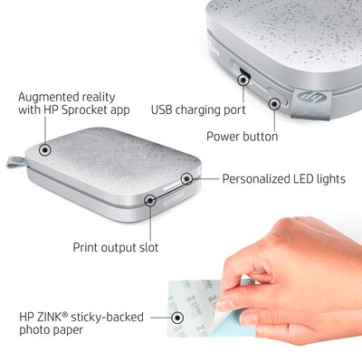 HP Sprocket 200 Wireless Color Inkjet Printer, Single-Function, Print (HPISPW)