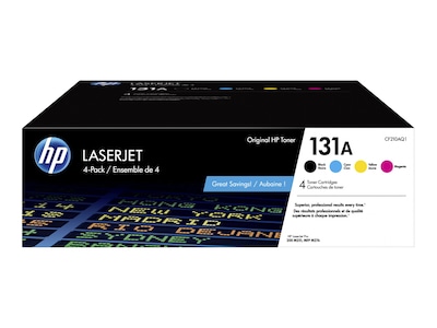 HP 131A Black/Cyan/Magenta/Yellow Standard Yield Toner Cartridge, 4/Pack (CF210AQ1)