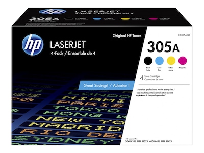 HP 305A Black/Cyan/Magenta/Yellow Standard Yield Toner Cartridge   (CE305AQ1)