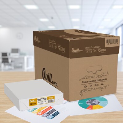 Quill Brand® 8.5" x 11" Multipurpose Copy Paper, 20 lbs., 94 Brightness, 500 Sheets/Ream, 10 Reams/Carton (720700CT)