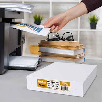 Quill Brand® 8.5" x 11" Multipurpose Copy Paper, 20 lbs., 94 Brightness, 500 Sheets/Ream, 10 Reams/Carton (720700CT)