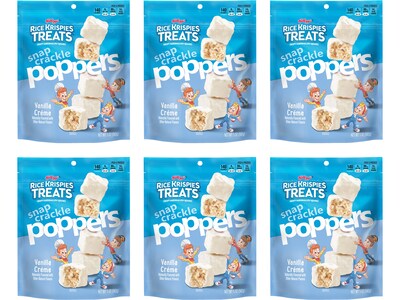 Kelloggs Rice Krispies Treats Snap Crackle Poppers Crispy Squares, Vanilla Crème, 5 oz., 6/Carton (38000-19769)