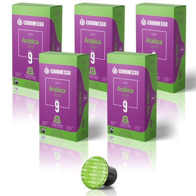 Gourmesso Coffee Nespresso Arabica Forte Lungo Expresso Coffee Capsules, Dark Roast, 80 oz., 50/Carton (40704)
