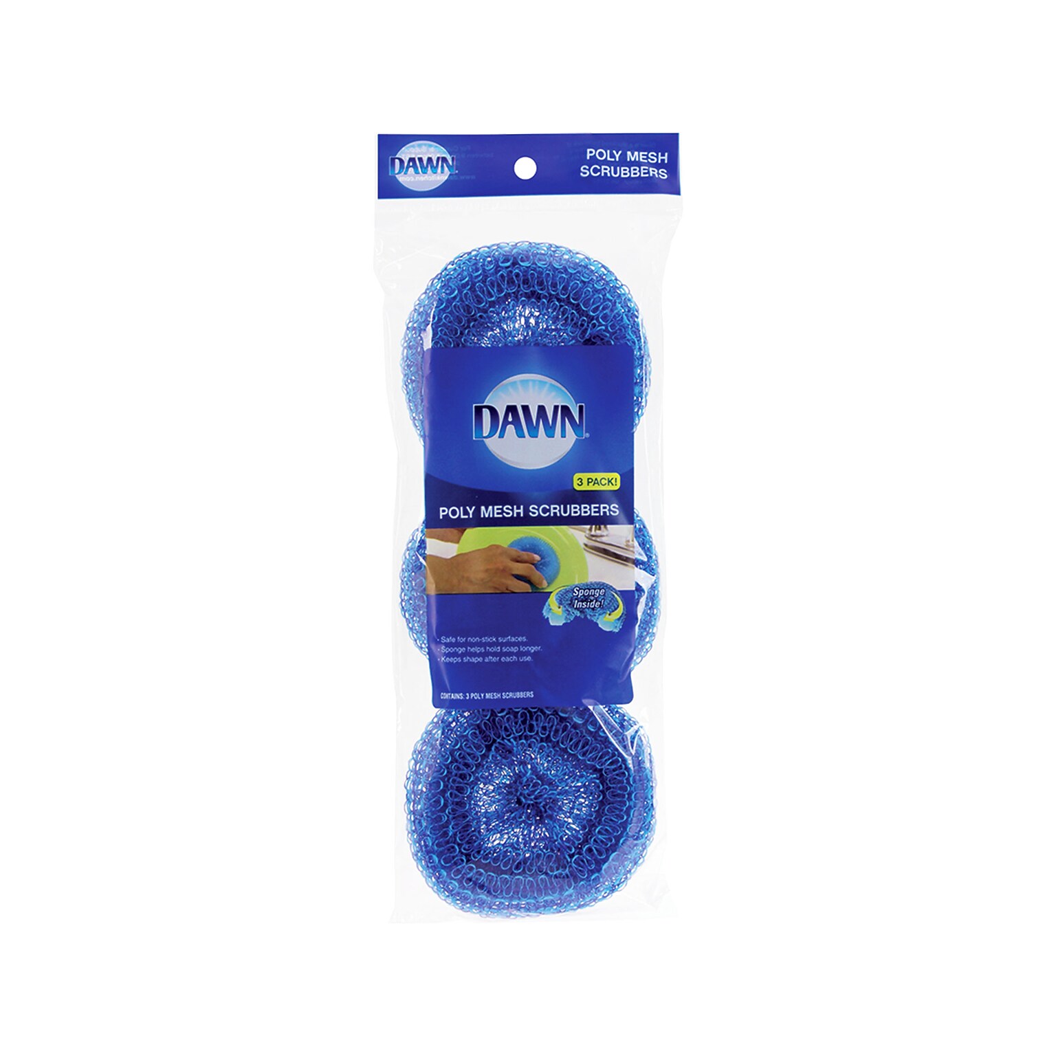 Dawn Blue Sponge Scrubber, 3/Pack (437775)