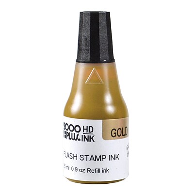 2000 Plus® HD Pre-Inked Stamp Refill Ink, Gold, 0.9 fl. oz. Bottle