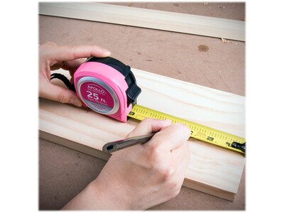 Apollo Tools DT5002P 25ft. Tape Measure Pink