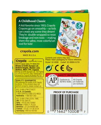 Crayola Crayons Assorted Colors, 8/Box (52-0008)