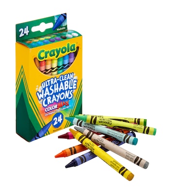 Crayola Washable Ultra Clean Crayons, Assorted Colors, 24/Box (52-6924)