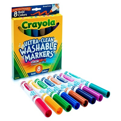 Crayola Washable Ultra Clean Broad Line Markers, Assorted Colors, 8/Box (58-7832)
