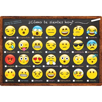 Ashley Productions Smart Poly Spanish Chart, 13 x 19, Emoji, ¿Cómo te sientes hoy? (How Are You Feeling Today?) (ASH93604)