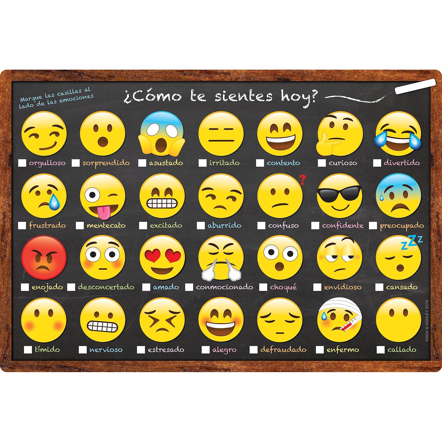 Ashley Productions Smart Poly Spanish Chart, 13 x 19, ¿Cómo te sientes hoy? (How Are You Feeling Today?) (ASH93604)