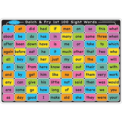 Ashley Productions Smart Poly Learning Mat, 12 x 17, Double-Sided, Sight Words 1st & 2nd 100 (ASH95005)