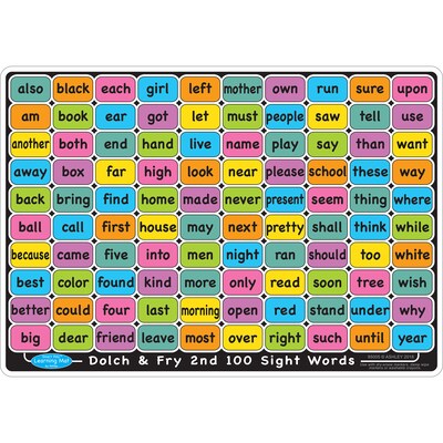 Ashley Productions Smart Poly Learning Mat, 12 x 17, Double-Sided, Sight Words 1st & 2nd 100 (ASH9