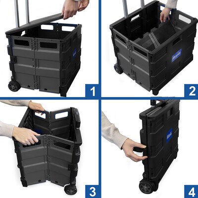 BAZIC 17.72"H x 17.24"W Assorted Materials Folding Cart on Wheels with Lid Cover, Gray/Black (BAZ2196)
