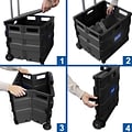 BAZIC 17.72H x 17.24W Assorted Materials Folding Cart on Wheels with Lid Cover, Gray/Black (BAZ219