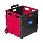 Bazic Hinged Lid Folding Cart on Wheels, Red/Black (BAZ2199)