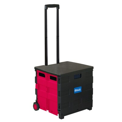 Bazic Hinged Lid Folding Cart on Wheels, Red/Black (BAZ2199)