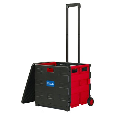 Bazic Hinged Lid Folding Cart on Wheels, Red/Black (BAZ2199)