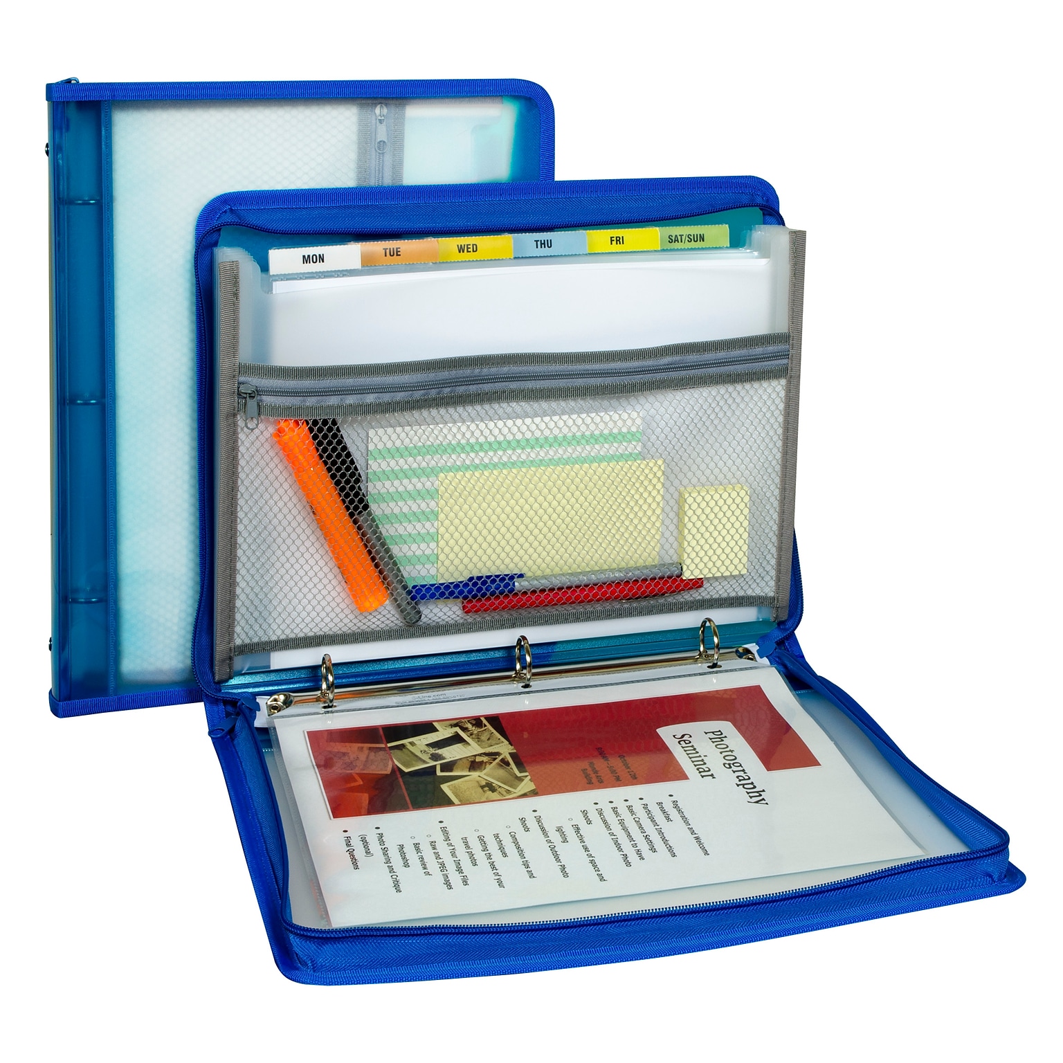 C-Line 1 3-Ring Zipper Binders, Blue (CLI48115)