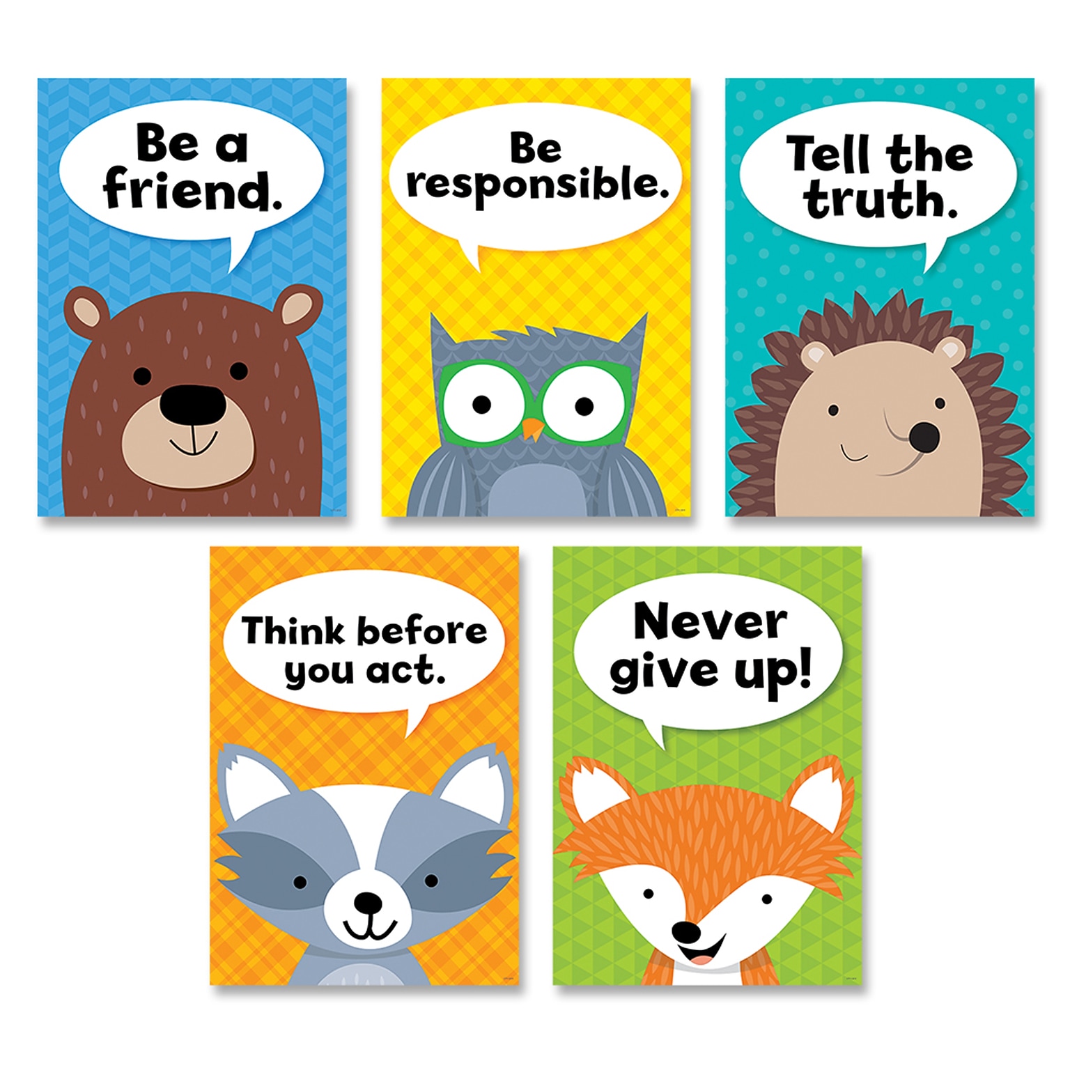 Creative Teaching Press Woodland Friends Character Traits Inspire U 5-Poster Pack (CTP8697)