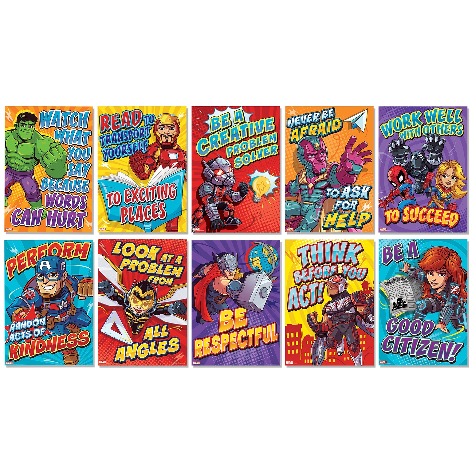 Eureka Marvel Motivational Poster Set Bulletin Board Set, 10/Set (EU-847094)