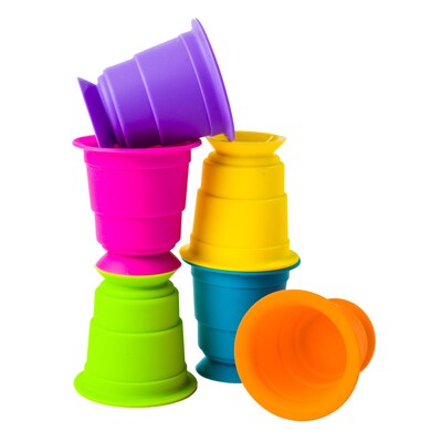 Fat Brain Toys Suction Kupz, Assorted Colors, 6/Set (FBT183)