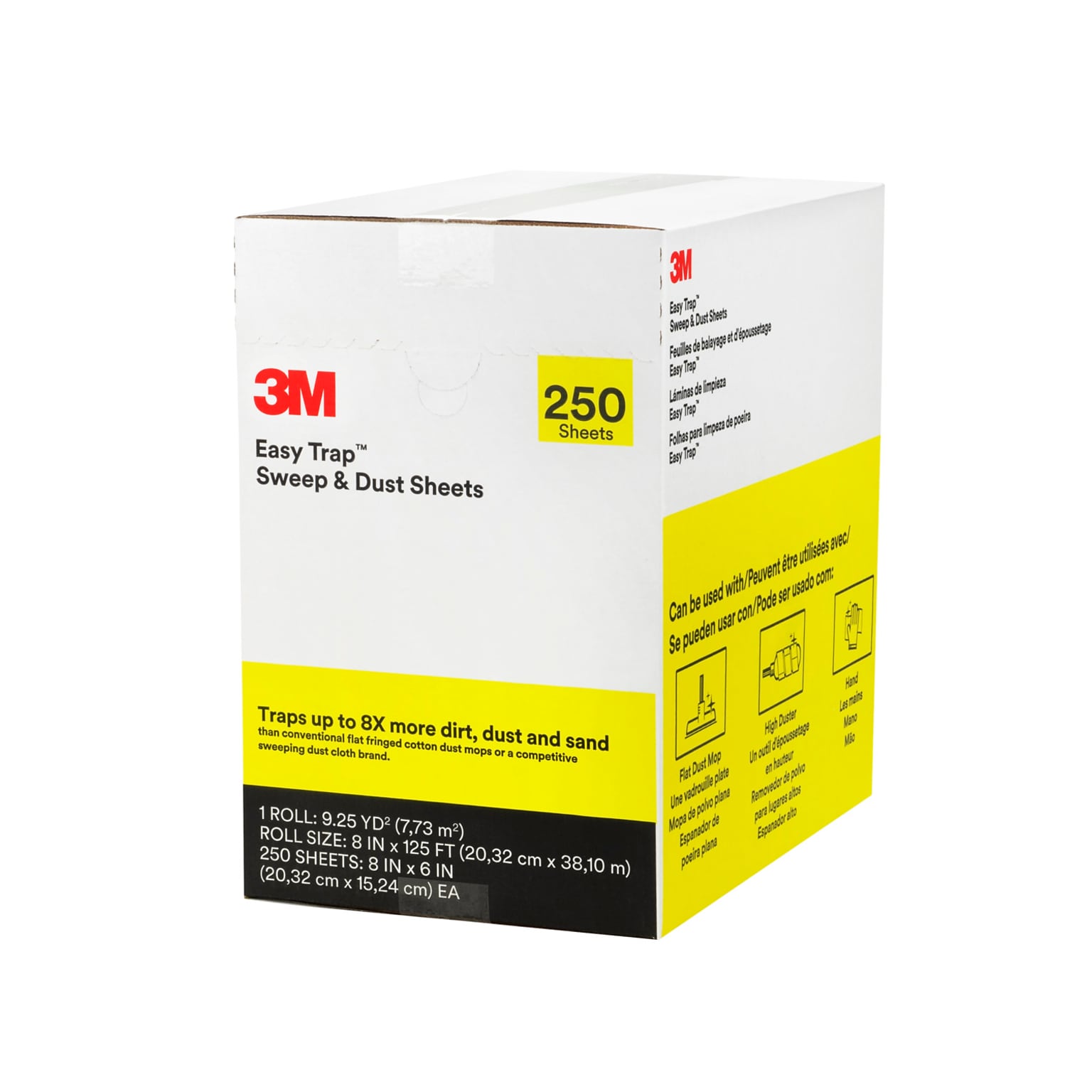 3M Easy Trap Duster Sweep & Dust Sheets, 8 x 6, 250 Sheets/Roll, 1 Roll/Case (55654W)