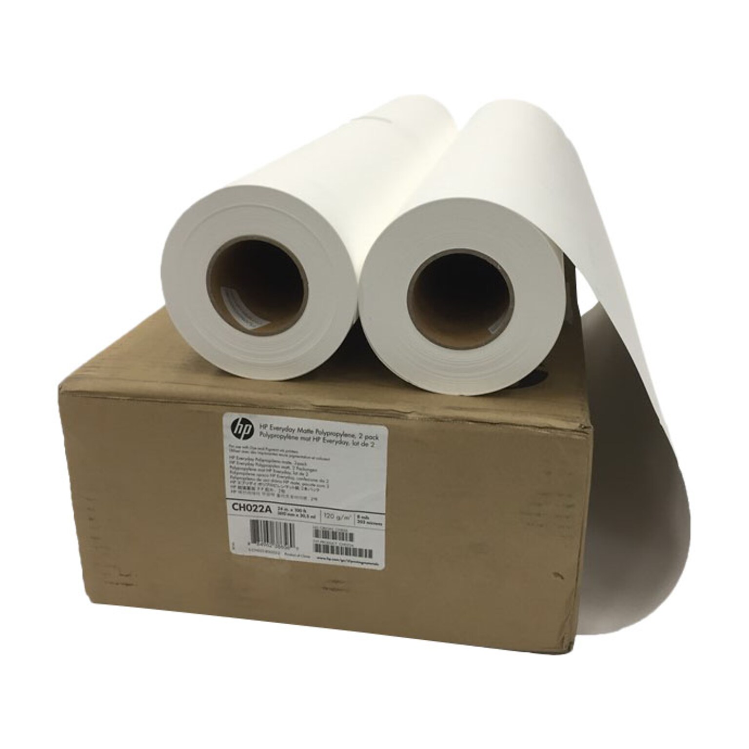 HP Wide Format Polypropylene Paper, 24 x 100, Matte Finish, 2/Carton (CH022A)