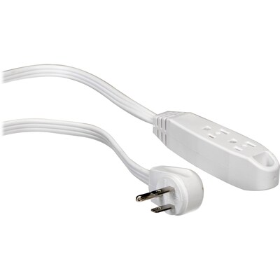 GoGreen Power 15' Extension Cord, 3-Outlet, 16 AWG, White (GG-19615)