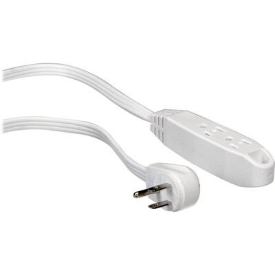 Go Green Power 15 Extension Cord, 3-Outlet, 16 AWG, White (GG-19615)