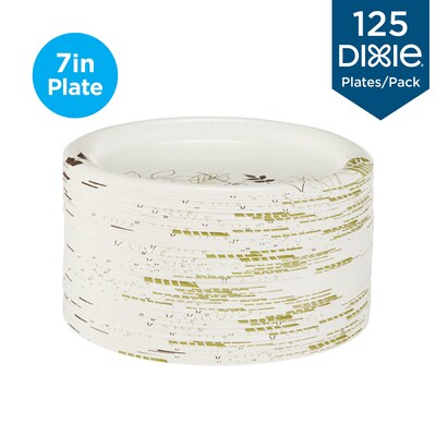 Dixie Pathways Medium-Weight Paper Plates, 6 7/8", 125/Pack (UX7WS)