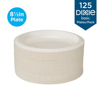 Dixie Basic Light Weight Paper Plate by GP PRO, 8.5", White, 125/Pack (DIX-DBP09W)