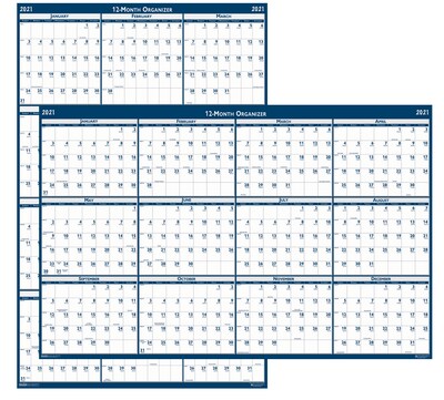 2021 House of Doolittle 24 x 37 Dry Erase Calendar, Classic Reversible, Blue (396-21)