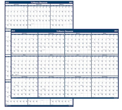 2021 House of Doolittle 66 x 33 Dry Erase Calendar, Classic Reversible, Blue (3962-21)